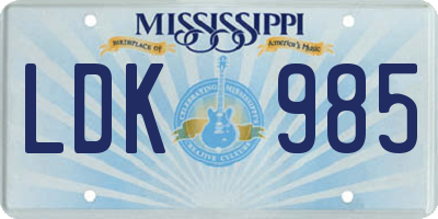 MS license plate LDK985