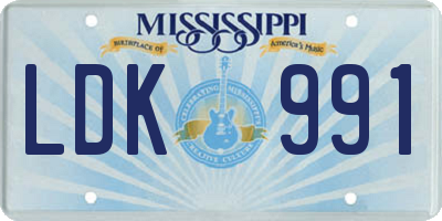 MS license plate LDK991