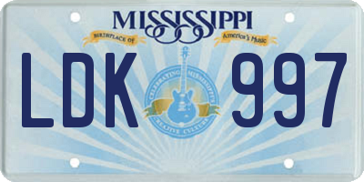 MS license plate LDK997