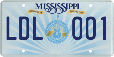 MS license plate LDL001