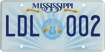 MS license plate LDL002