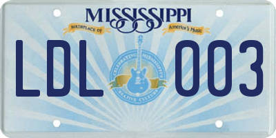 MS license plate LDL003