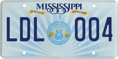 MS license plate LDL004