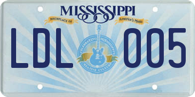 MS license plate LDL005