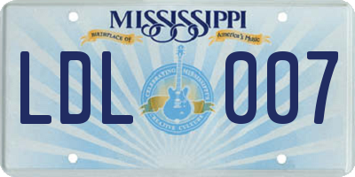 MS license plate LDL007