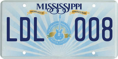 MS license plate LDL008