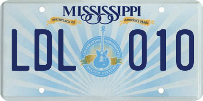 MS license plate LDL010