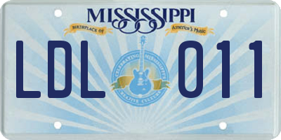 MS license plate LDL011