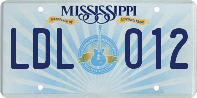 MS license plate LDL012