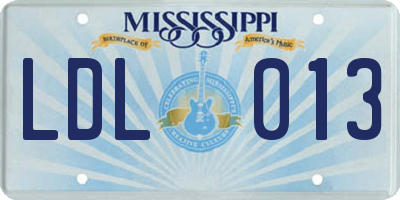 MS license plate LDL013