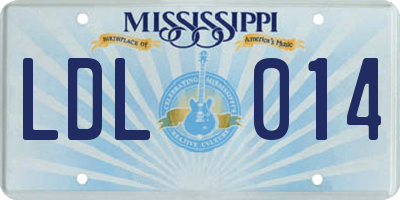 MS license plate LDL014
