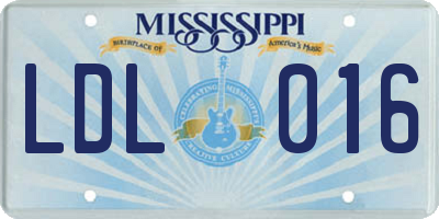 MS license plate LDL016