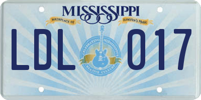 MS license plate LDL017