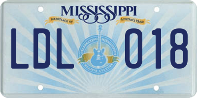 MS license plate LDL018