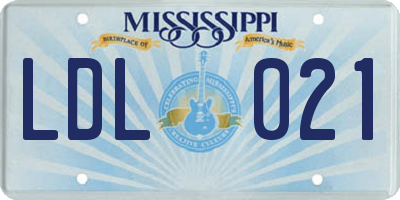 MS license plate LDL021