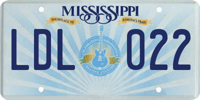 MS license plate LDL022
