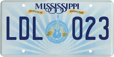MS license plate LDL023