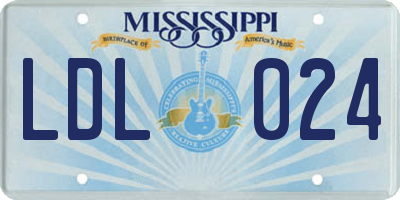 MS license plate LDL024