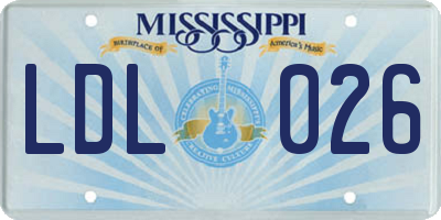 MS license plate LDL026
