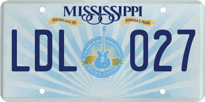 MS license plate LDL027