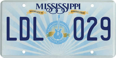 MS license plate LDL029