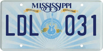 MS license plate LDL031