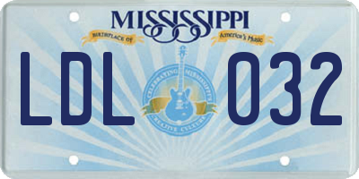MS license plate LDL032