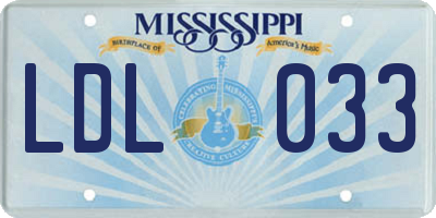 MS license plate LDL033