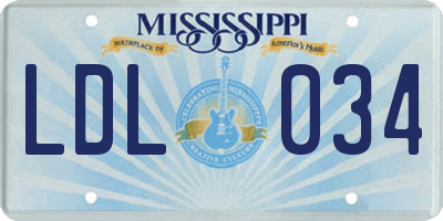 MS license plate LDL034