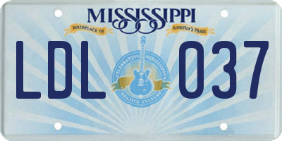 MS license plate LDL037