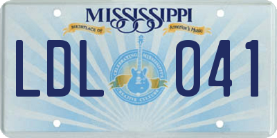 MS license plate LDL041