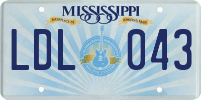 MS license plate LDL043