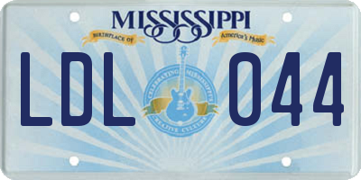 MS license plate LDL044