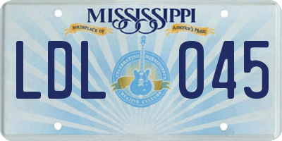 MS license plate LDL045