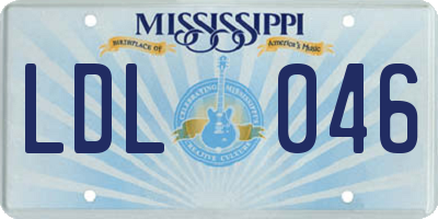 MS license plate LDL046