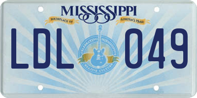 MS license plate LDL049