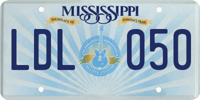 MS license plate LDL050