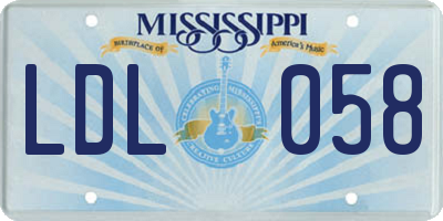 MS license plate LDL058