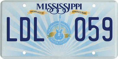 MS license plate LDL059