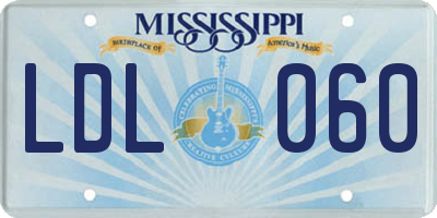MS license plate LDL060