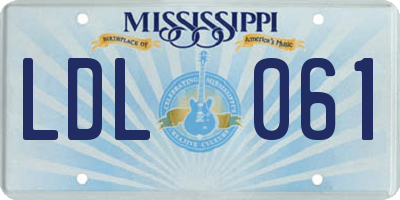 MS license plate LDL061