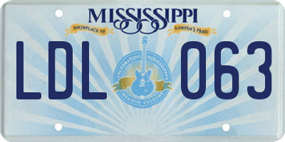 MS license plate LDL063