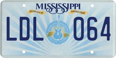 MS license plate LDL064