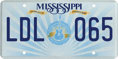 MS license plate LDL065