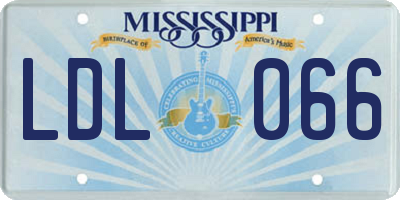 MS license plate LDL066