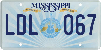 MS license plate LDL067