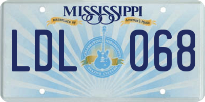 MS license plate LDL068