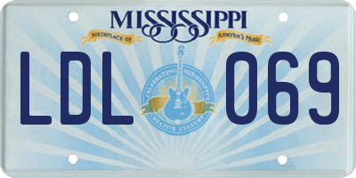 MS license plate LDL069