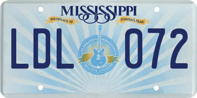 MS license plate LDL072