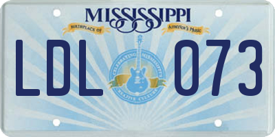 MS license plate LDL073